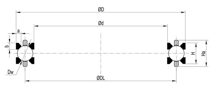 WBM異形鋼絲四點(diǎn)球結構系列（雙面滾道）結構圖